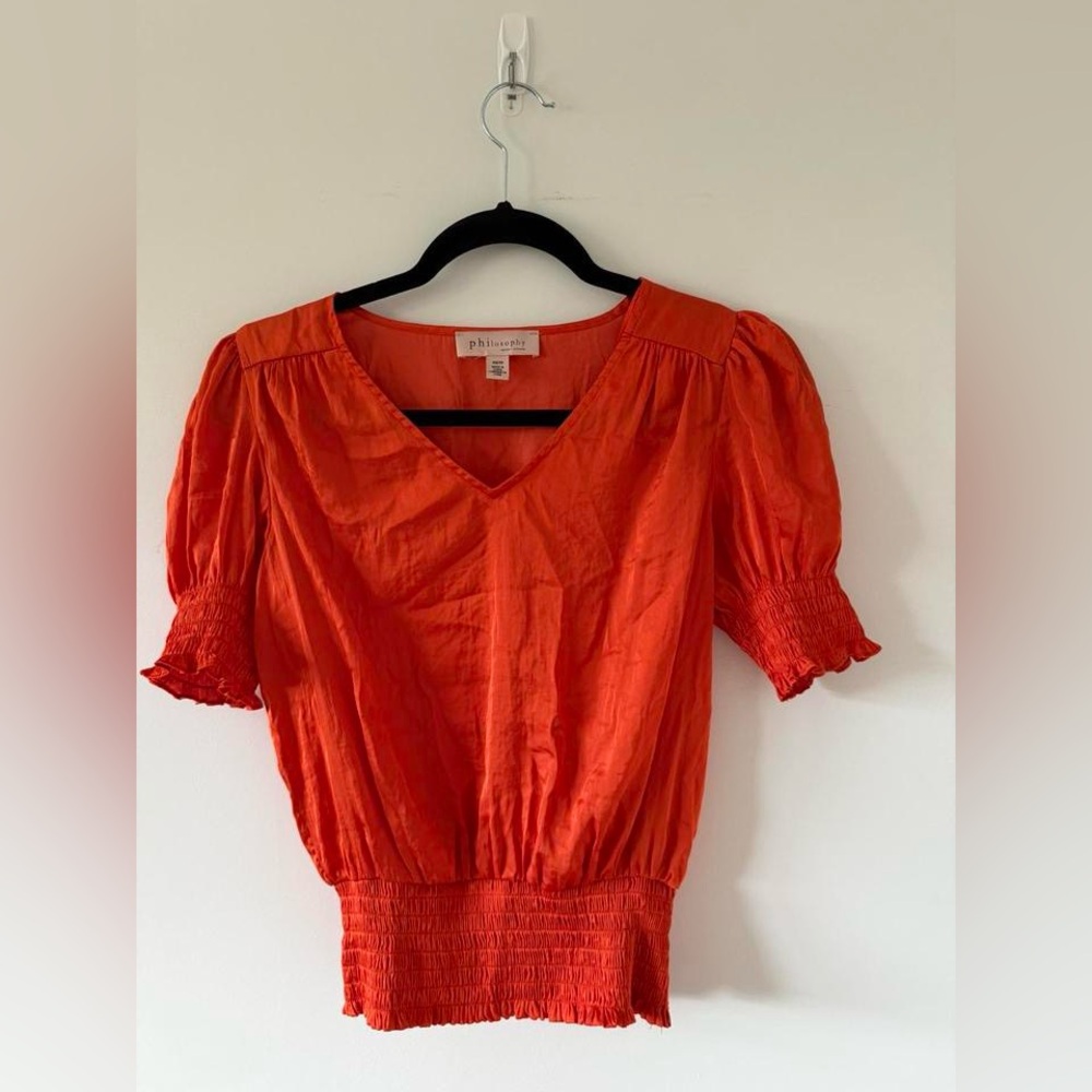 Philosophy Orange Blouse Top Size XS